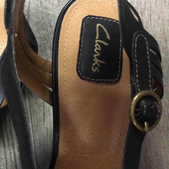 Fun Clark Wedges! - Black Leather, Cork, Size 11M - Picture 5 of 7